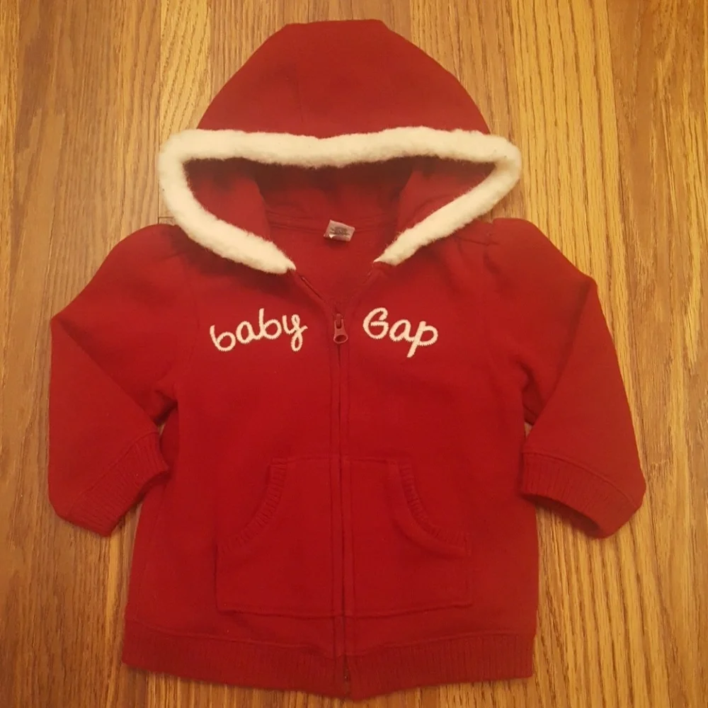 Vintage Baby Gap Hooded Sweatshirt w Fur Trim